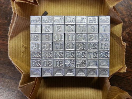 Letterpress Metal Type 18 Point Perpetual Calendar Set *New Old Stock*