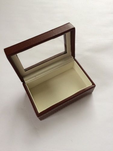 Small 3&#034; x 2&#034; Gift Box Brown Leather Magnetic Closure