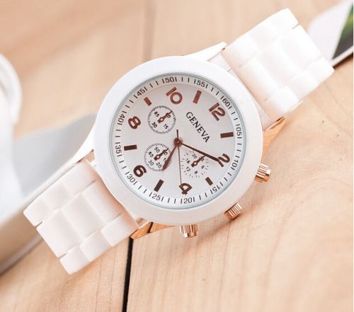 Ladies Girls Gift White Silicone Geneva Quartz Analog Sports cute Wrist Watch