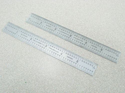 2 Starrett 6&#034; Tempered Stainless Steel Machinists Rules Rulers C604RE &amp; 604R