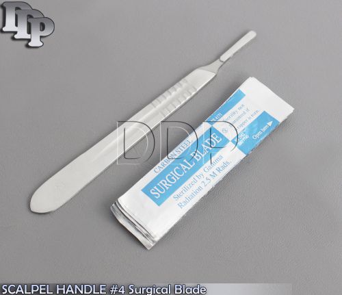 10 STERILE SURGICAL BLADES #20 #23 WITH FREE SCALPEL KNIFE HANDLE #4