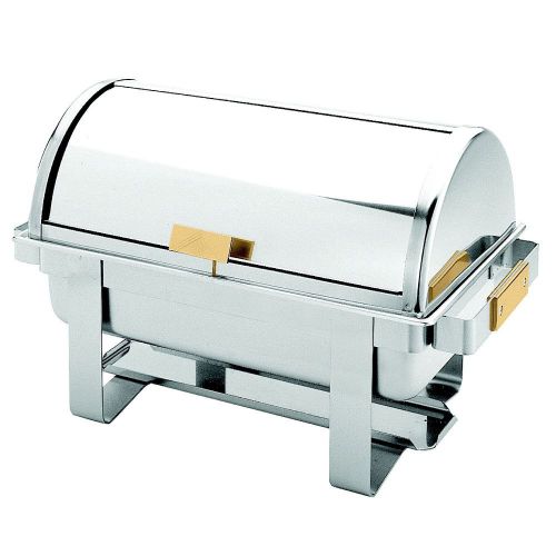 Full Size SS Roll Top Gold Accent Chafer - 8 qt., food service,buffet,  AB161470