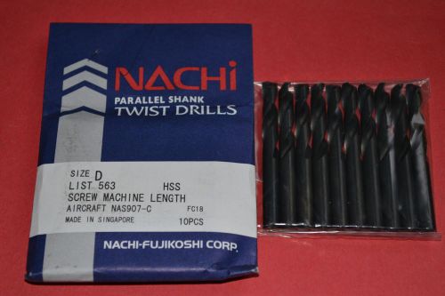 10 Pcs NACHI &#034;D&#034; Screw Machine Length - Aircraft style-Black Oxide  HSS Drills