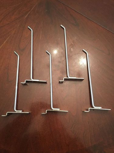 SLATWALL HOOKS - 8 INCH - CHROME - 5 PIECES - GOOD CONDITION
