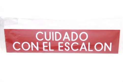 Watch Your Step CUIDADO CON EL ESCALON 8&#034;x2&#034; Engraved Red w White Letters Sign