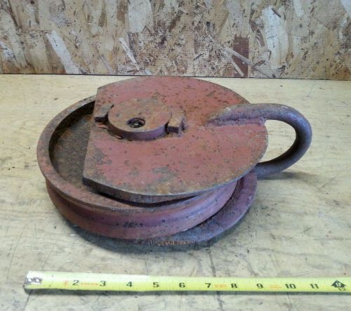 Vintage 9.5&#034; Snatch Block Pulley for 1/2&#034; cable, Winch Logging Rigging