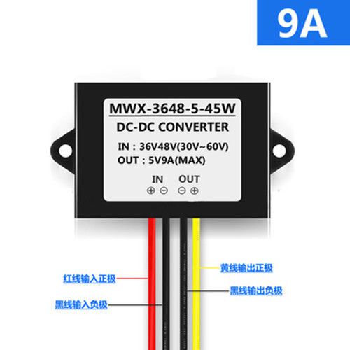 Waterproof dc-dc converter 36v/48v step down to 5v power supply module 9a 45w for sale