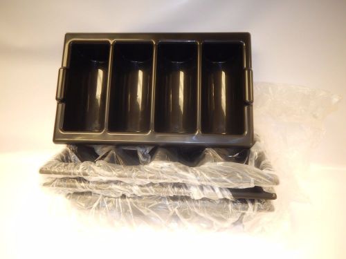 New Rubbermaid 4-Pack CB22B Black Cutlery Bin Box Commercial Restaurant Tray Lot