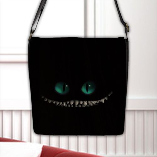 Alice in Wonderland Cheshire Cat Flap Closure Seal Shoulder Nylon Messenger Bag