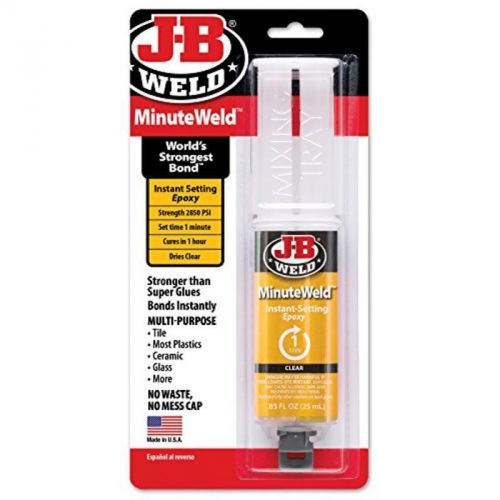 Minuteweld instant-setting epoxy syringe - dries clear - 25ml j-b weld 50101 for sale