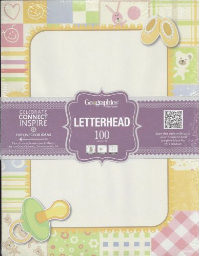 Geographics Letterhead stationary baby shower paper pkg 100 sheets 8.5 x 11  New