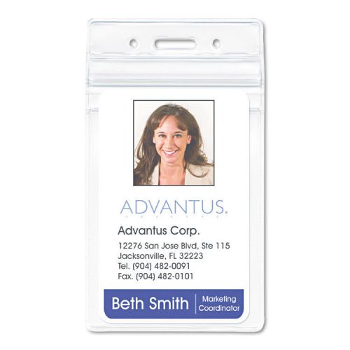 &#034;advantus resealable id badge holder, vertical, 2 5/8 x 3 3/4, clear, 50/pack&#034; for sale
