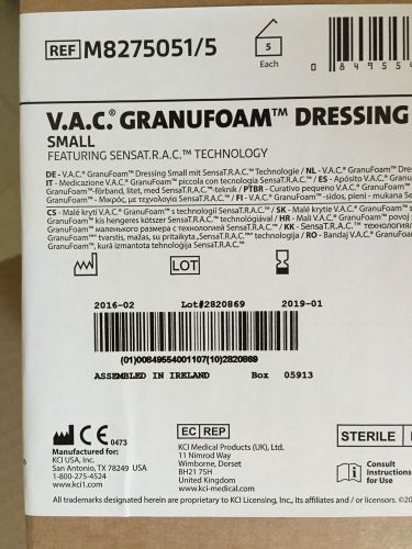 VAC Granufoam  Small Dressing Lot Of 5 NWB