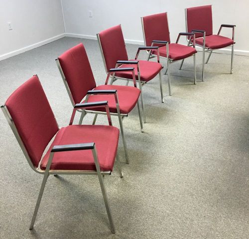 LOT 15 FLAIR DESIGNS METAL &amp; CLOTH OFFICE WAITING ROOM CHAIRS RED GREY &amp; BROWN