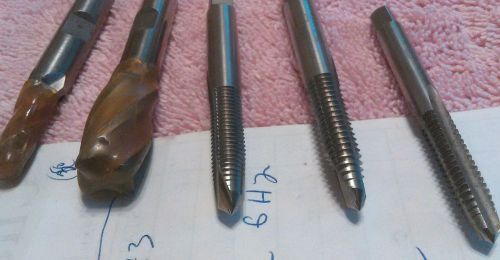 Lot of 5 morse taps end mill nos 1/2, 1/4, 5/16 hs hss  usa 2 3 &amp; 4 flute h2 h3 for sale