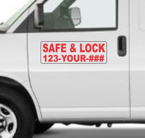 Custom SAFE &amp; LOCK Magnetic Signs for Car Truck SUV 6&#034;x18&#034; Phone or Web site