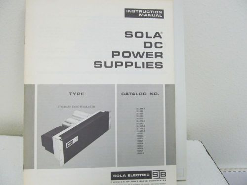 Sola Electric DC Power Supplies Instruction Manual