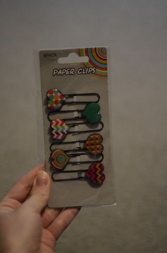 Decorative Paper Clips 6 heart shaped paper clips