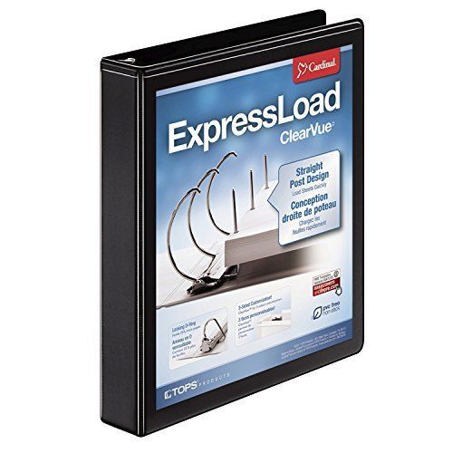 Cardinal expressload clearvue locking d-ring binder, 1.5-inch, black 49111 for sale