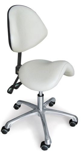 Dental Saddle Chair adjustable PU Star Base Hypsokinesis 360 Rotation White