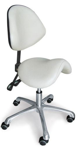 Dental saddle chair adjustable pu star base hypsokinesis 360 rotation white for sale