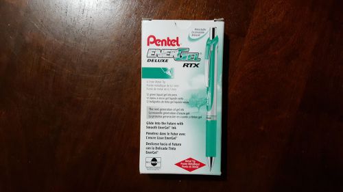 Pentel EnerGel Deluxe RTX Gel Ink Pen 0.7mm Metal Tip Green Ink BL77-DO 12 Box