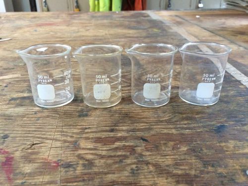 Pyrex laboratory beakers no. 1000 50ml graduated beaker lot of four !! cheap !! for sale