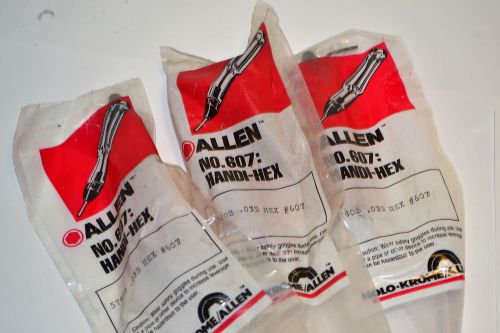3 nos allen wrench usa handi-hex # 607  .035&#034; hex shaft screwdriver with handle for sale