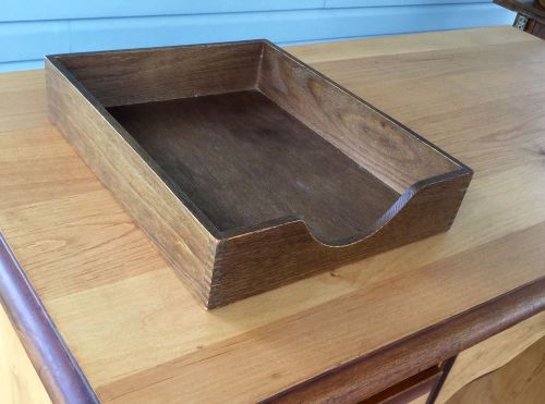 Vintage Dove Tailed Dark Wood Hedges In/Out Desk File Box