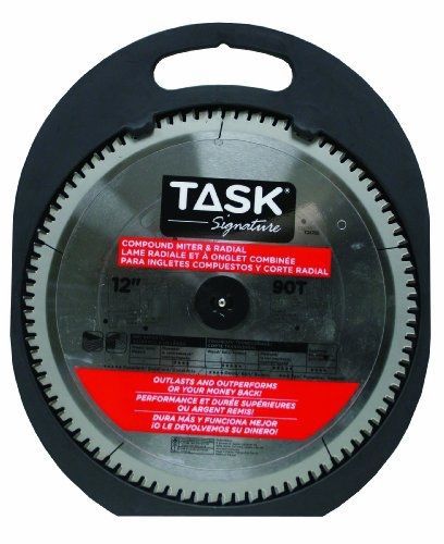Task tools t24755 12-inch task signature saw blade with  compound miter 1-inch for sale