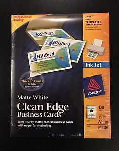 AVERY #28877 Clean Edge Matte White Ink Jet White Business Cards 120 Brand New!
