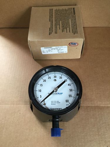 ASHCROFT DURAGAUGE PLUS 45-1279-SS-04L-60# Pressure Gauge, 4 1/2 inch, 60 PSI