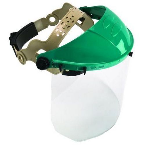 Face shield w/ ratcheted suspension for fast adjustment clear padded comfortable for sale