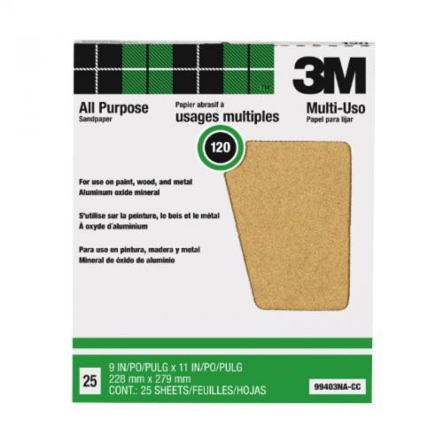 120-Grit 9&#034; by 11&#034; Pro-Pak Aluminum Oxide Sheets for Paint and Rust Removal 3M