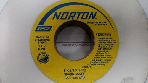 Norton Grinding Wheel 6&#034; x 3/4&#034; x 1-1/2&#034; 38A80-K5VBE