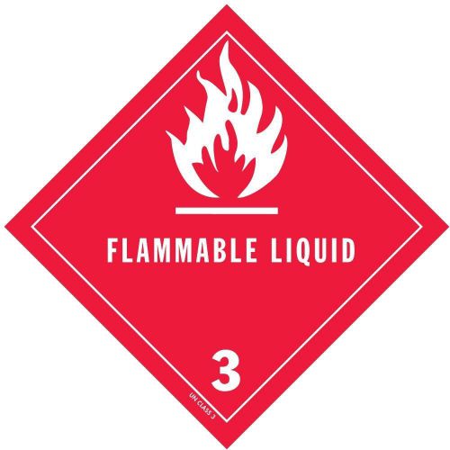 FLAMMABLE GAS, Hazard Class 3 D.O.T. Shipping Labels, 4&#034; x 4&#034;, Roll of 500