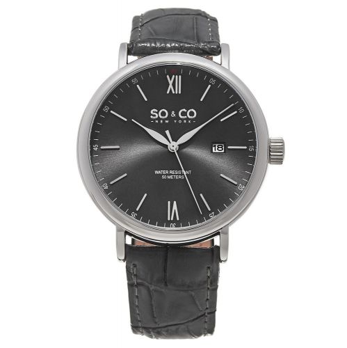 SO &amp; CO New York Men&#039;s 5266L.2 Grey Leather Watch