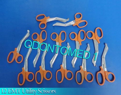 12 EMT Utility Scissors Shears 7.25&#034; Orange Colored