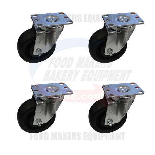 SET OF 4 High Temperature Oven Casters.  4&#034; Wheel x 1-1/2 Wide. Medium Plate.