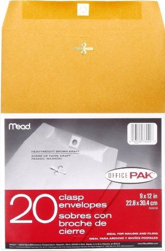 Mead 9X12 Clasp Envelopes, Office Pack 20 Count (76020)