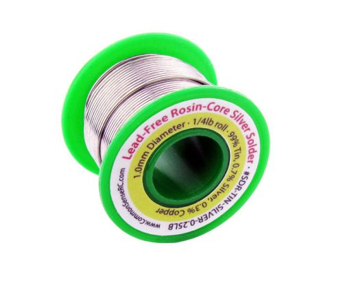 Lead-Free Rosin-Core Silver Solder - 1.0 mm Diameter - 1/4 lb Roll