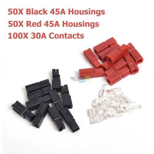 100X Red &amp; Black 30A Power Pole Housings + 100X Contacts for Anderson Powerpole