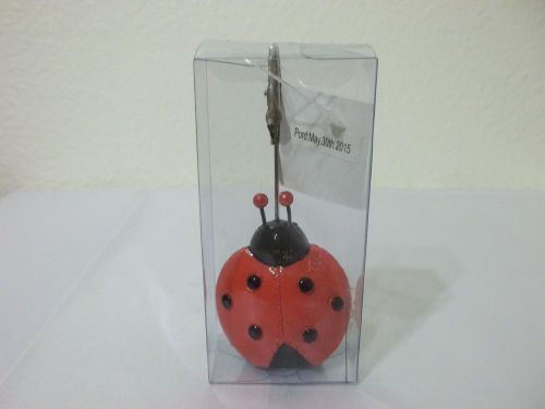 Red &amp; black lady bug wire note holder press clip 4 1/4&#034;desk accessory office NIB