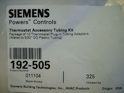 SIEMENS POWERS CONTROLS - THERMOSTAT TUBING KIT 192-505 / 011104 *NOS*