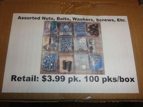 100 Pack Box of Assortment Nuts, Bolts, Washers, Screws, Etc.
