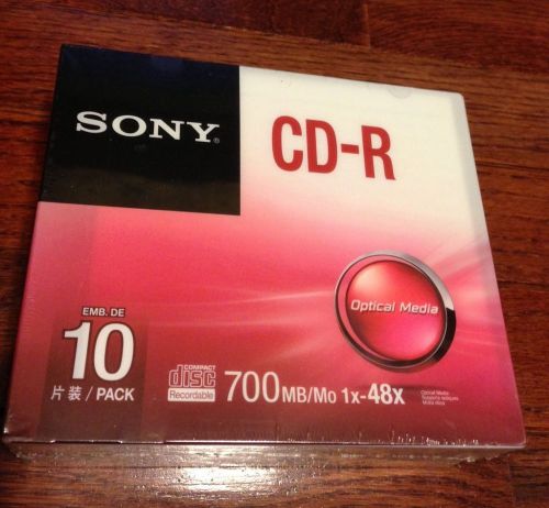 SONY Optical Media 10CDQ80SS 700MB/Mo 1x-48x CD-R 10/PACK - NEW