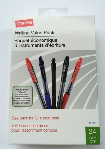 Staples 30 pc Writing Value Pack Pens Pencils Correction Tape Eraser Refills NIB