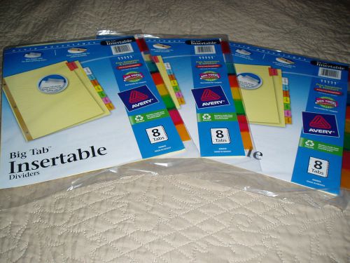SET OF THREE PACKS OF AVERY BIG TAB INSERTABLE DIVIDERS INCLUDE 8 EACH #11111