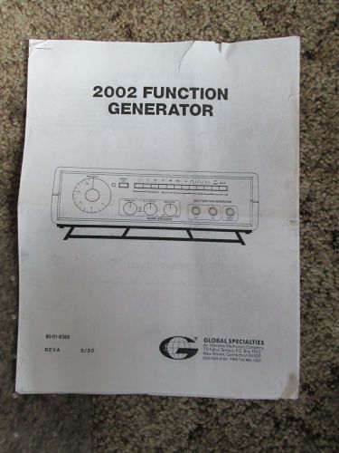 Global Specialties 2002 Function Generator Manual with Schematics 80-01-0368