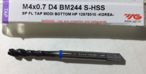 M4 x .7 D4 3FL Spiral Flute Bottom Blue Ring ANSI CNC Hardslick Tap YG-1 BM244